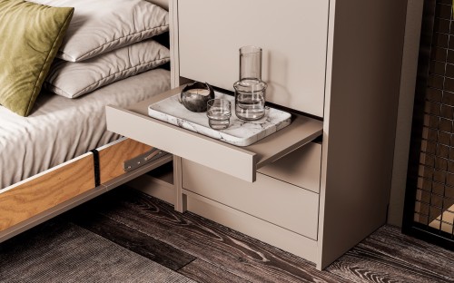 Łóżko w szafie/półkotapczan pionowy Basic 120x200 kolor Congo jednoosobowy  z szafami do wyboru