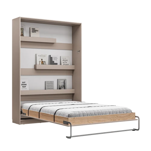 Łóżko w szafie/półkotapczan pionowy Basic 120x200 kolor Congo jednoosobowy  z szafami do wyboru