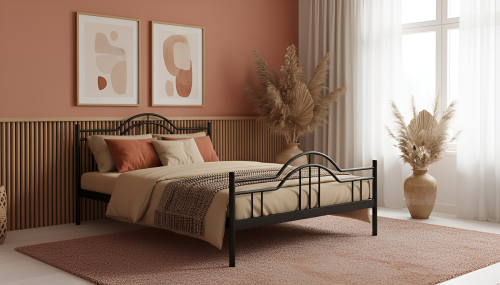 Łóżko metalowe Pi ze stelażem