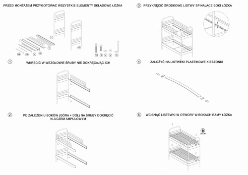 Łóżko piętrowe Bartek metalowe