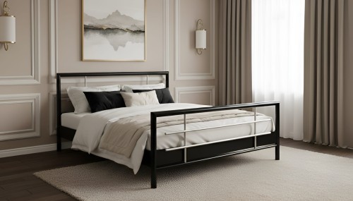 Łóżko metalowe Mira ze stelażem