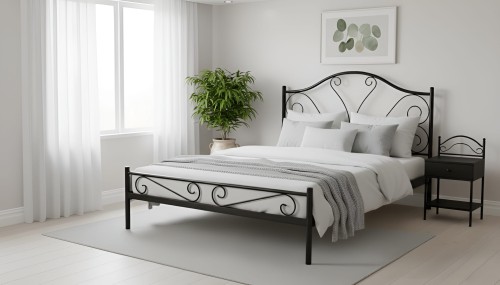 Łóżko metalowe Pinio ze stelażem