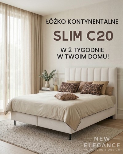 Łóżko kontynentalne Slim C20 160x200 cm z pojemnikiem na pościel w 7 dni
