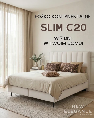 Łóżko kontynentalne z pojemnikiem Slim C20 tkanina Maya 02 termin 7 dni