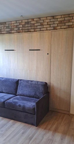 Półkotapczan z sofą GENIUS 140x200 lub 160x200 cm kolory matowe, rozwiązanie do małych pomieszczeń (sofa z pojemnikiem)