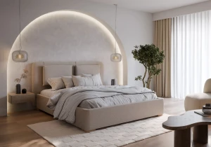 Łóżko tapicerowane Moon z poduszkami New Design