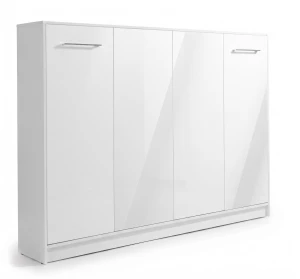 Półkotapczan poziomy BASIC 90x200 | 120x200 | 140x200 w białym połysku na frontach z szafami i nadstawką do wyboru
