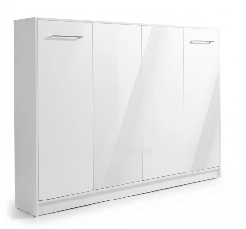 Półkotapczan poziomy BASIC 90x200 | 120x200 | 140x200 w białym połysku na frontach z szafami i nadstawką do wyboru