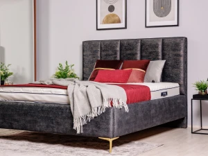 Łóżko tapicerowane Gaja 160x200 z pojemnikiem, tkanina Touch Me 09 / nóżki NCR8 złote-wysyłka 24H