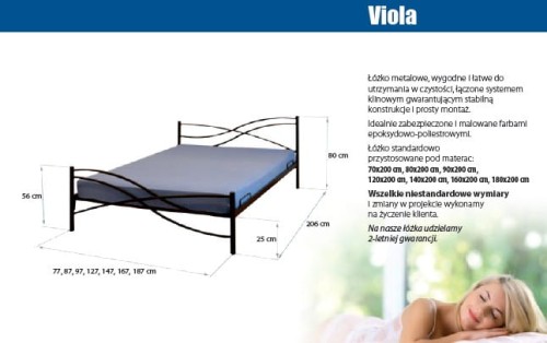 Łóżko metalowe Viola ze stelażem