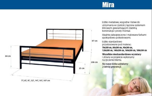 Łóżko metalowe Mira ze stelażem