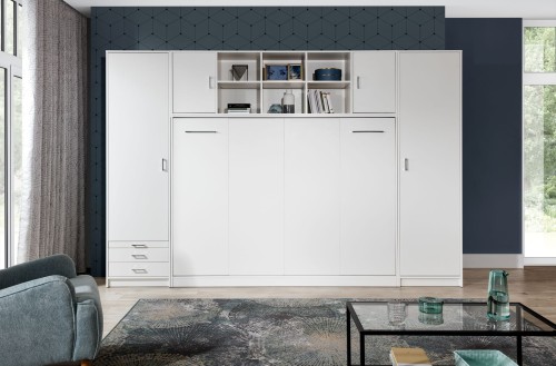 Półkotapczan poziomy Basic 90x200 | 120x200 | 140x200 kolory matowe jednoosobowy lub dwuosobowy z szafami i nadstawką do wyboru