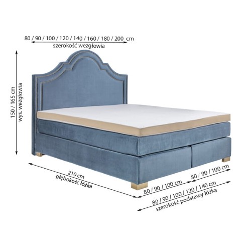 Wezgłowie 900 do łóżka kontynentalnego New Elegance