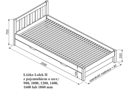Łóżko sosnowe z pojemnikiem z  Lolek 2